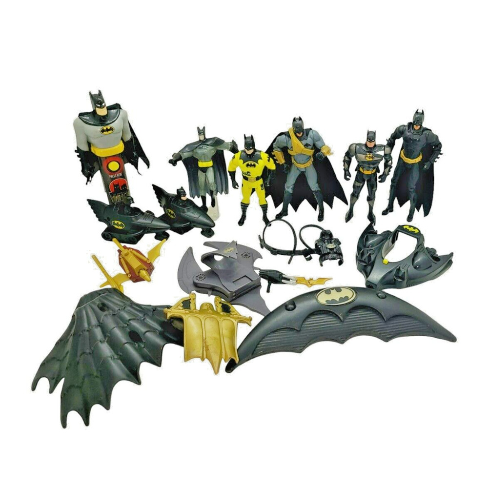 DC Comics Batman Action Figure Lot with Batwing‎ Vehicles and Accessories